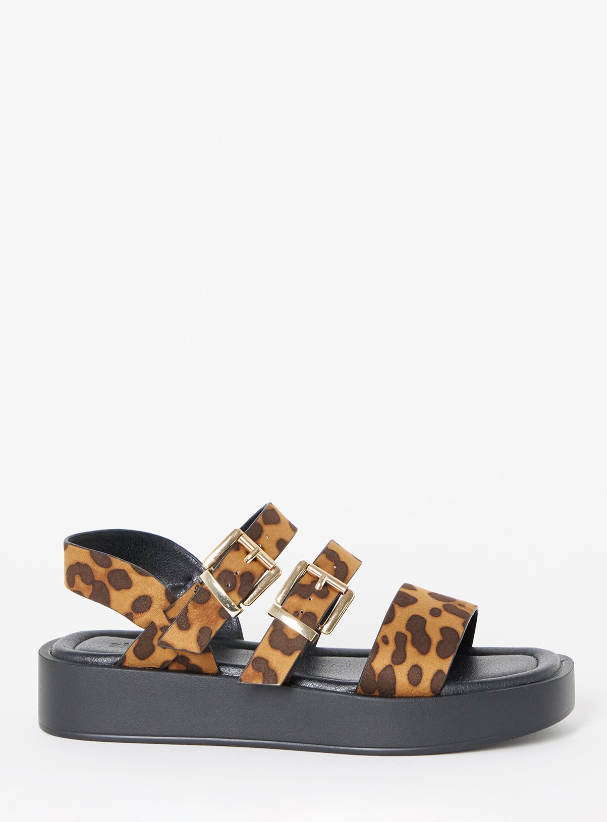 SIMPLY BE Triple Strap Leopard Comfort Sandals Wide Fit 5 - Image 3 thumbnail